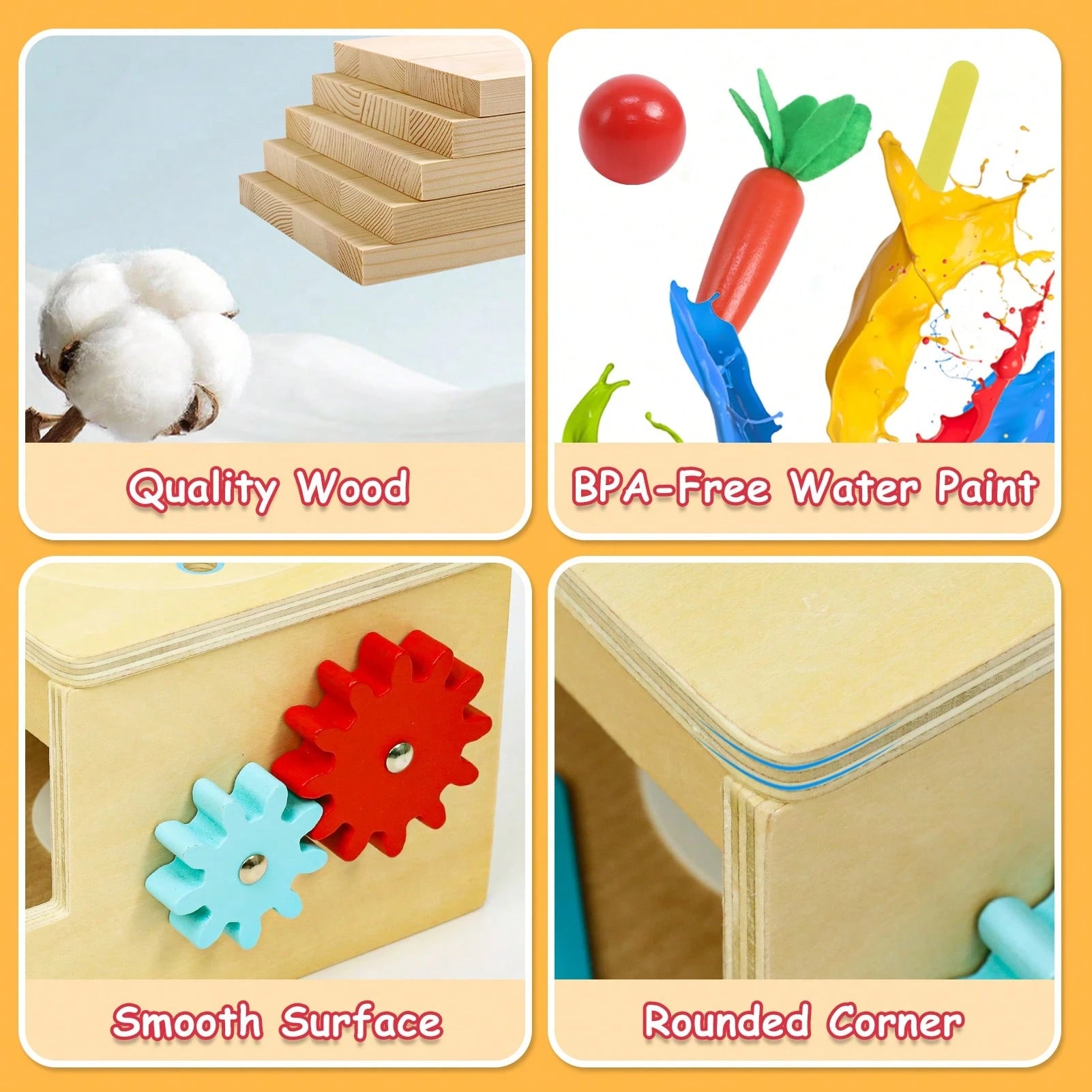 Montessori Toys For 1 Year Old, 6 In 1 Wooden Toys For Baby Boy Girl, Object Permanence Box, Color&Shape Sorting Learning Matching Game/Carrot Harvest