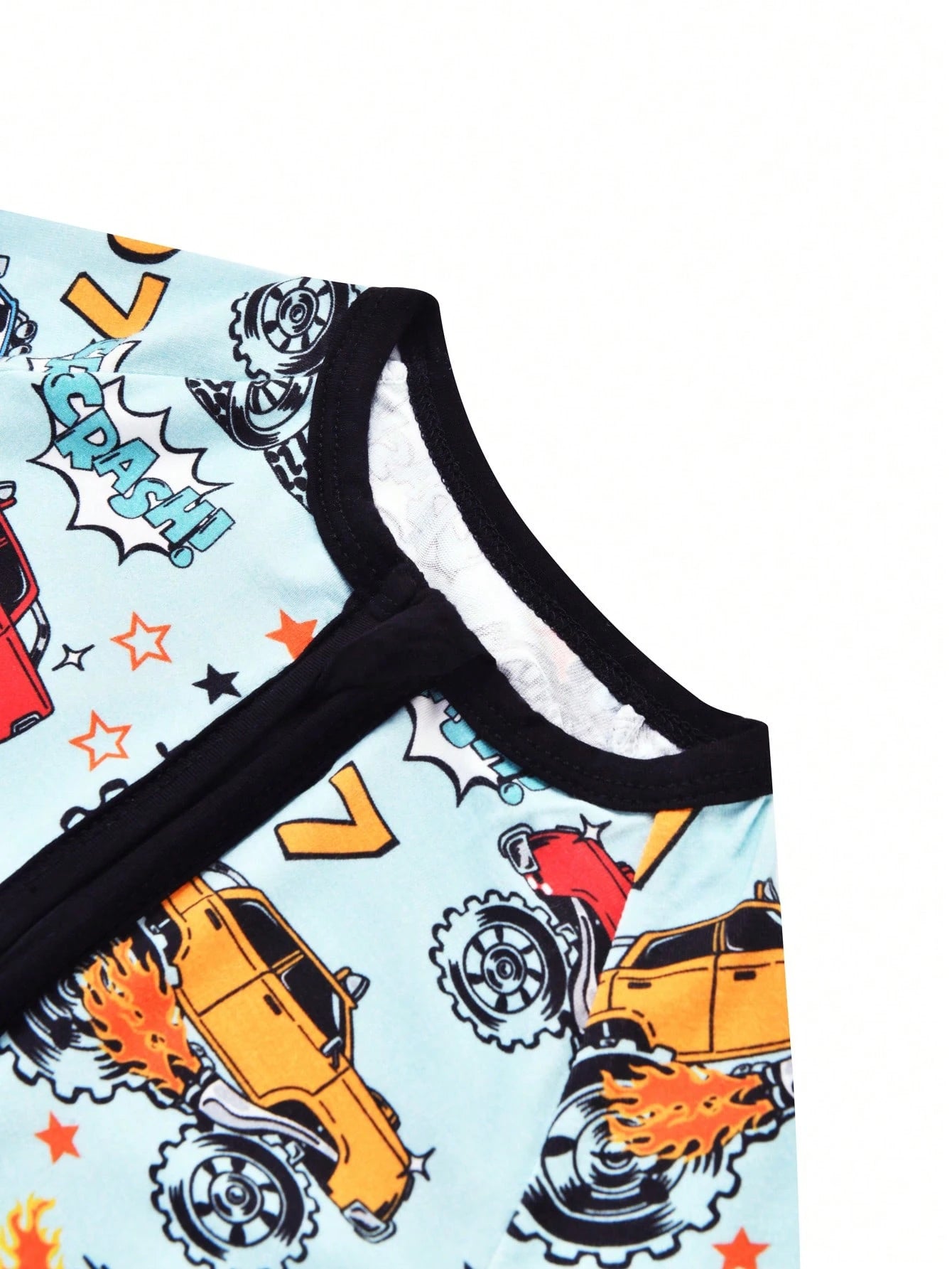 MOSSRIVER Boys Zip Romper, Monster Truck Print. Breathable Cotton Short Sleeve Outfit, Ideal Baby Boy Gift For Summer.