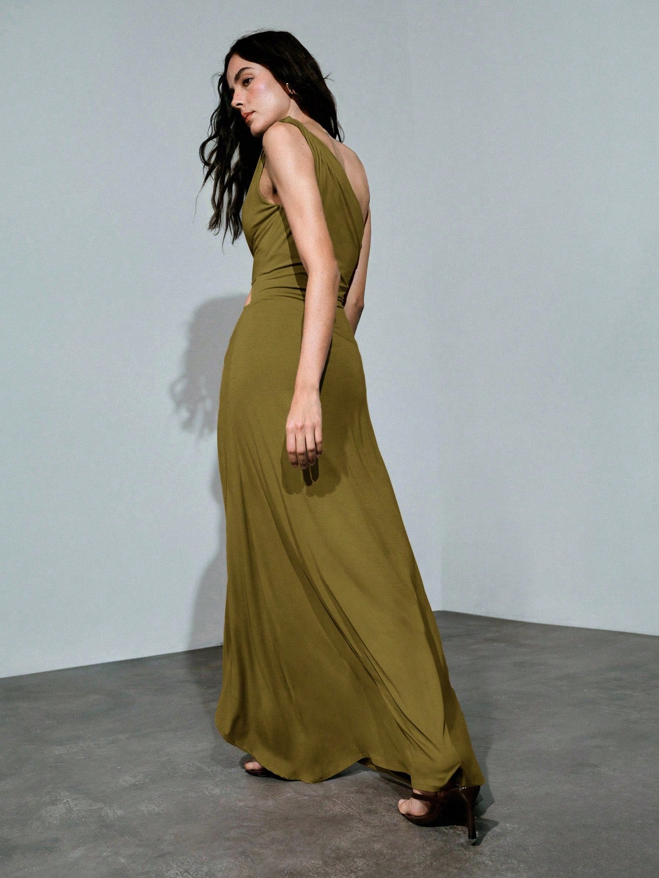 MOTF PREMIUM ASYMMETRICAL CUT & RUCHED METAL BUCKLE DECOR DRESS, SPRING/SUMMER