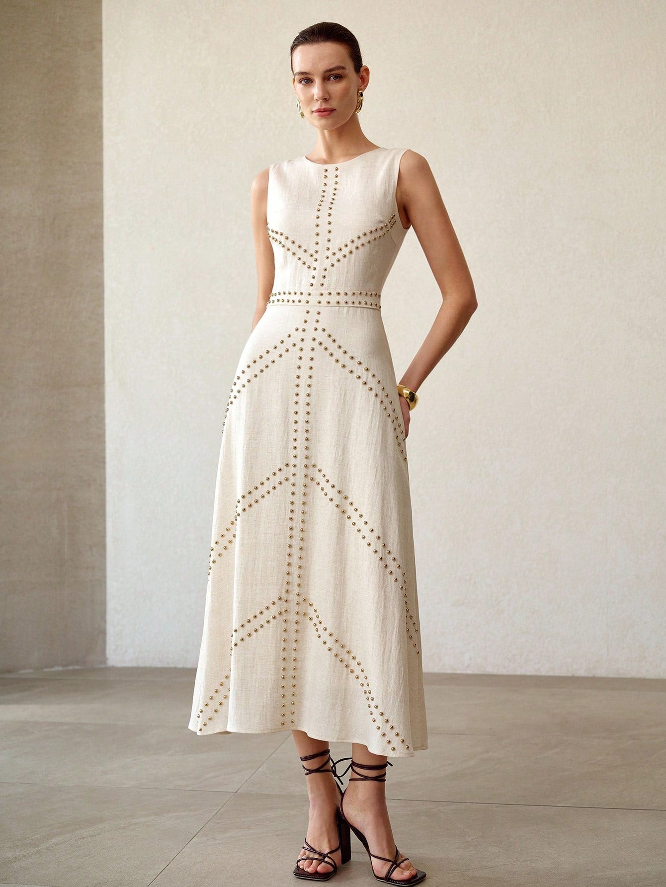 MOTF PREMIUM FASHIONABLE MINIMALIST EMBROIDERED DRESS FOR WOMEN