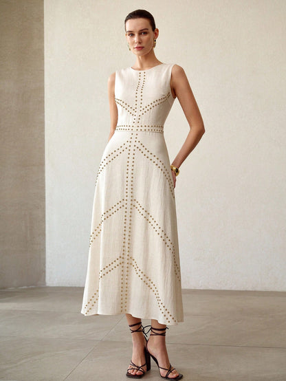 MOTF PREMIUM FASHIONABLE MINIMALIST EMBROIDERED DRESS FOR WOMEN