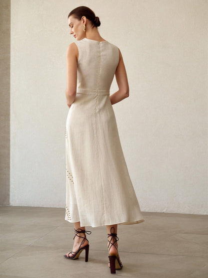 MOTF PREMIUM FASHIONABLE MINIMALIST EMBROIDERED DRESS FOR WOMEN