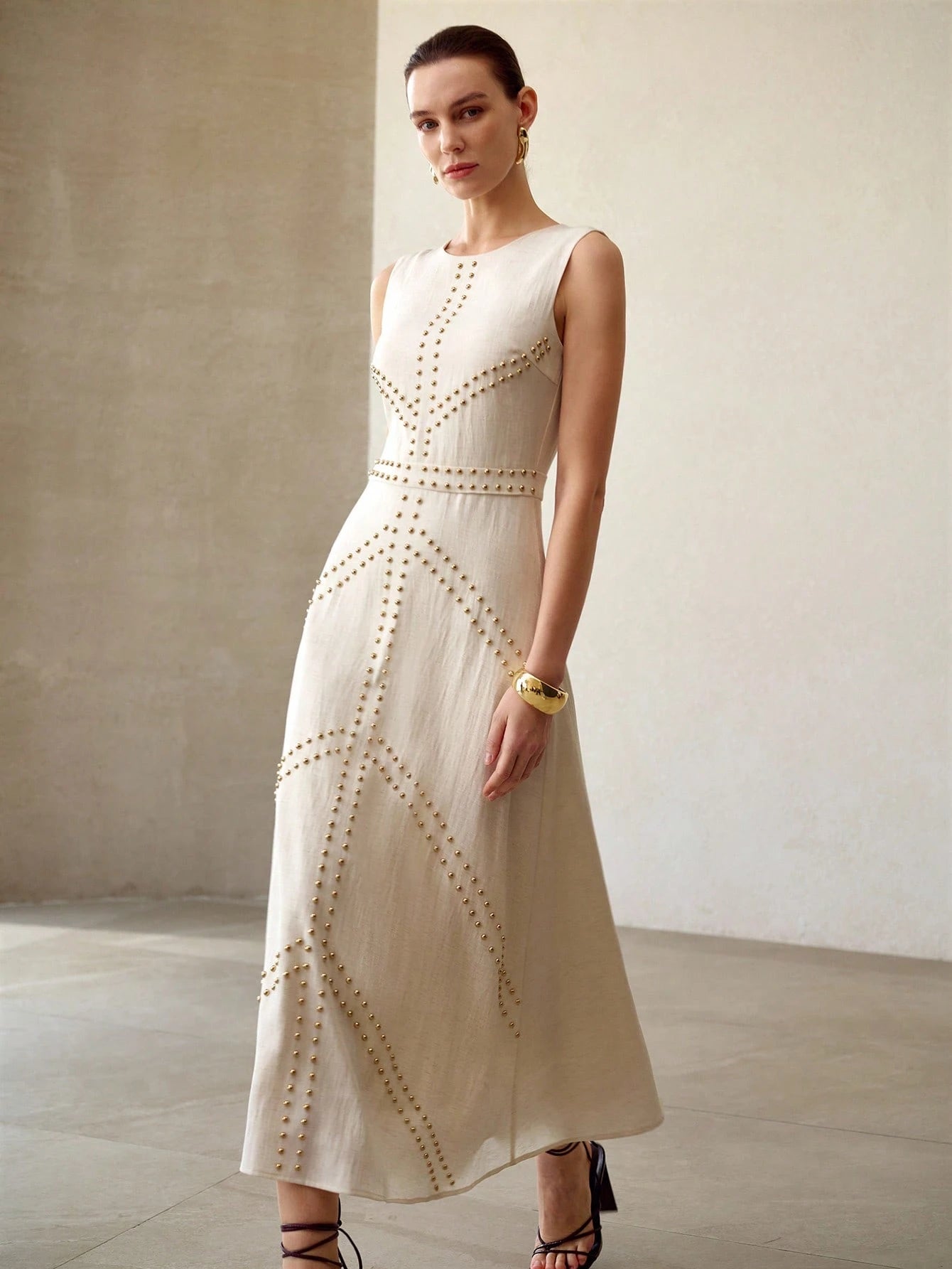 MOTF PREMIUM FASHIONABLE MINIMALIST EMBROIDERED DRESS FOR WOMEN