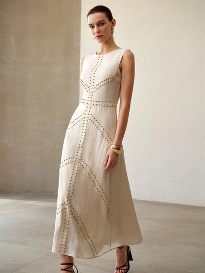 MOTF PREMIUM FASHIONABLE MINIMALIST EMBROIDERED DRESS FOR WOMEN