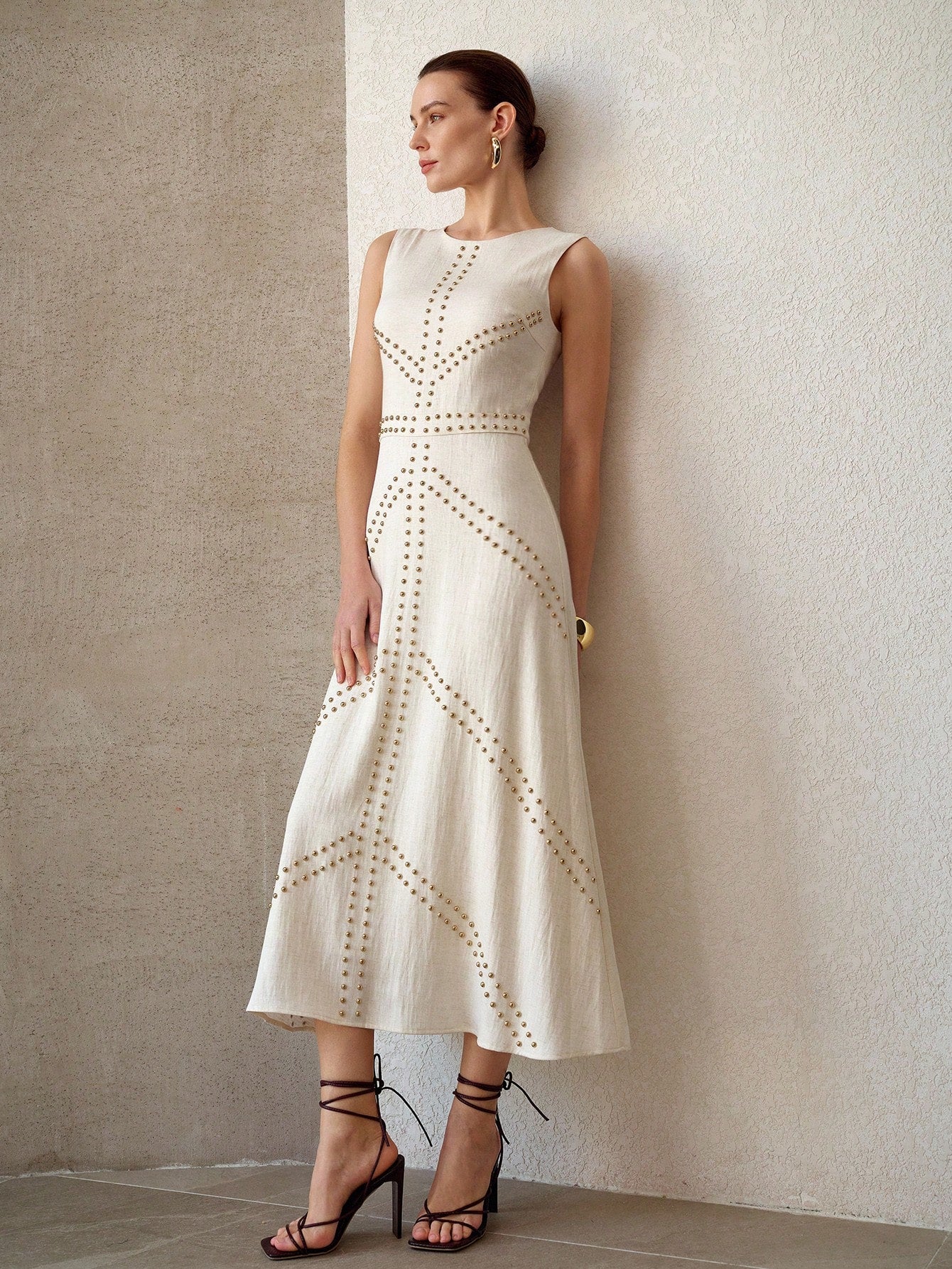 MOTF PREMIUM FASHIONABLE MINIMALIST EMBROIDERED DRESS FOR WOMEN