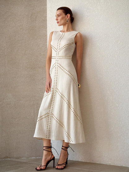 MOTF PREMIUM FASHIONABLE MINIMALIST EMBROIDERED DRESS FOR WOMEN