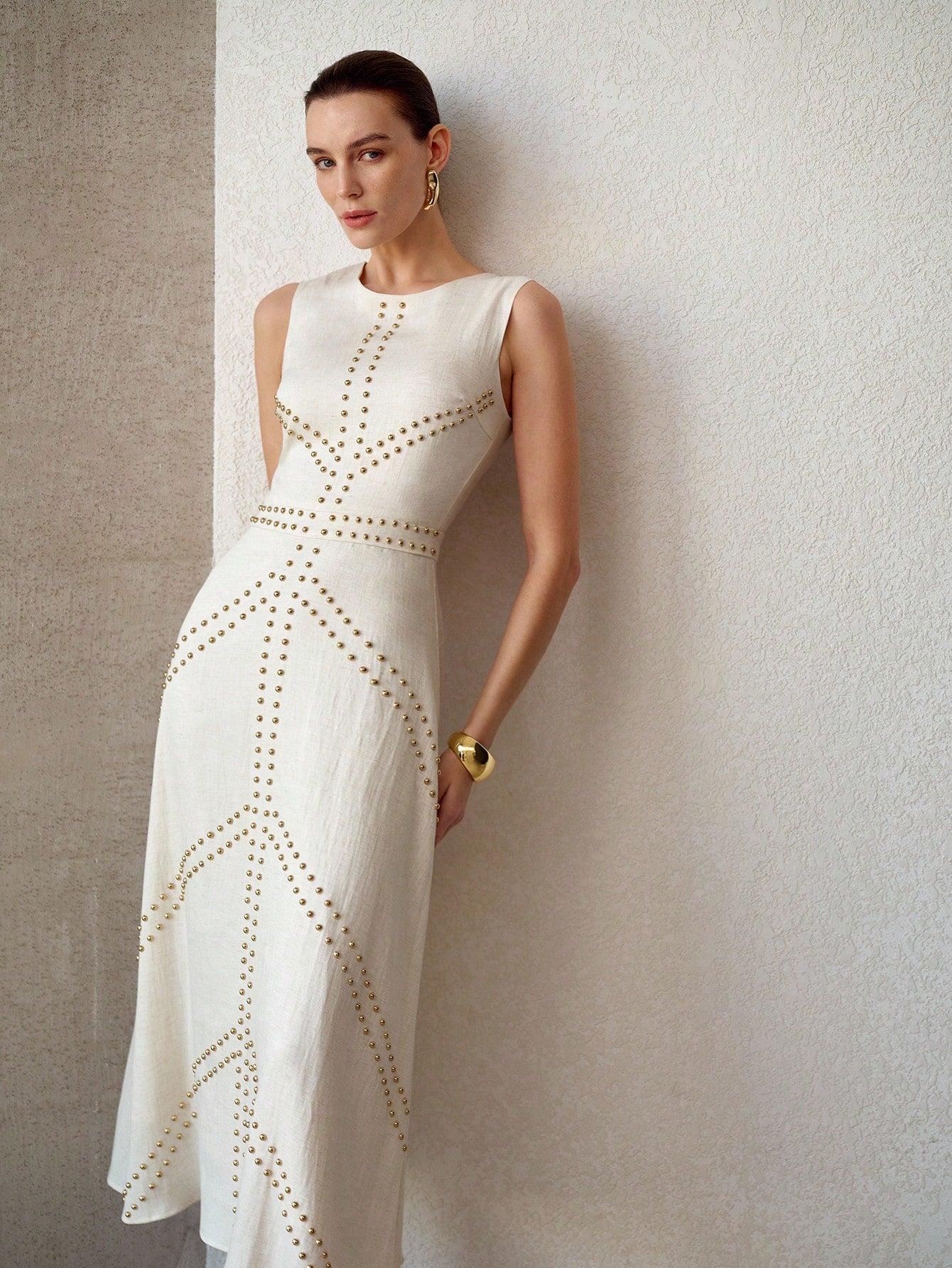 MOTF PREMIUM FASHIONABLE MINIMALIST EMBROIDERED DRESS FOR WOMEN