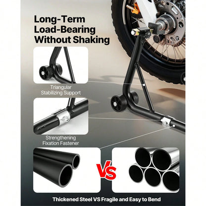 Motorcycle Stand Lift, 1100lbs Capacity Front Rear Combo Stand Lift, Front Wheel Dual-Fork Stand, Rear U+L Fork Swingarm Spool Stand, For Most Yama Ha Hon Da Kawasaki Suzuki Motorcycles, Black