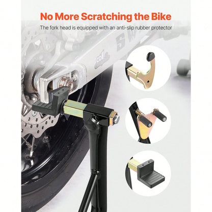 Motorcycle Stand Lift, 1100lbs Capacity Front Rear Combo Stand Lift, Front Wheel Dual-Fork Stand, Rear U+L Fork Swingarm Spool Stand, For Most Yama Ha Hon Da Kawasaki Suzuki Motorcycles, Black
