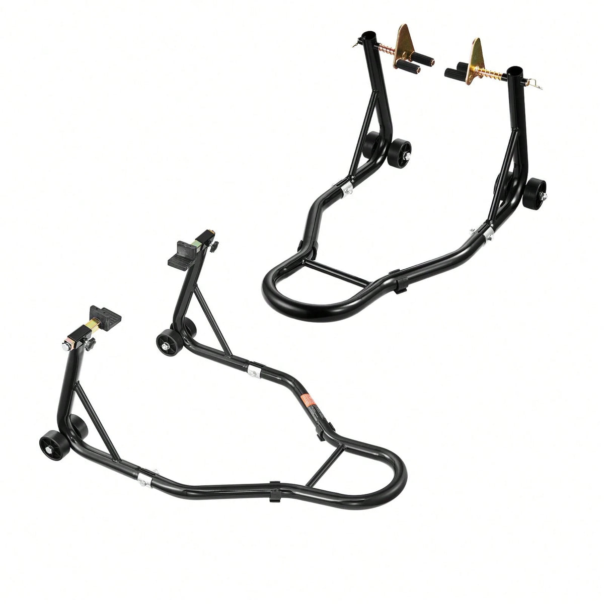 Motorcycle Stand Lift, 1100lbs Capacity Front Rear Combo Stand Lift, Front Wheel Dual-Fork Stand, Rear U+L Fork Swingarm Spool Stand, For Most Yama Ha Hon Da Kawasaki Suzuki Motorcycles, Black