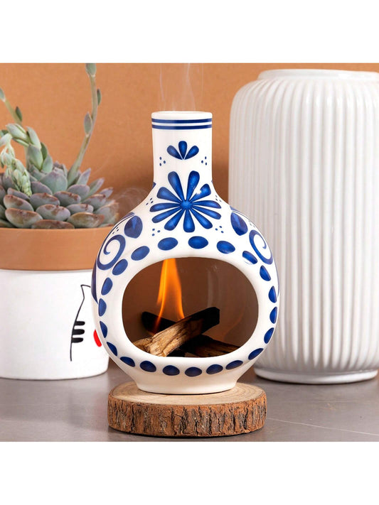 MOUGIGI Handmade Ceramic Palo Santo Holder Burner- Mini Chimenea Incense Dish For Palo Santo And Sticks- Sage Holder For Meditation Decorr