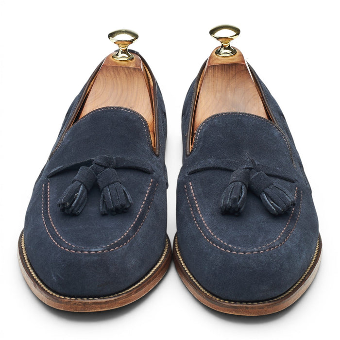 MTO '979286' Navy Blue Suede Tassel Loafers UK 7 F