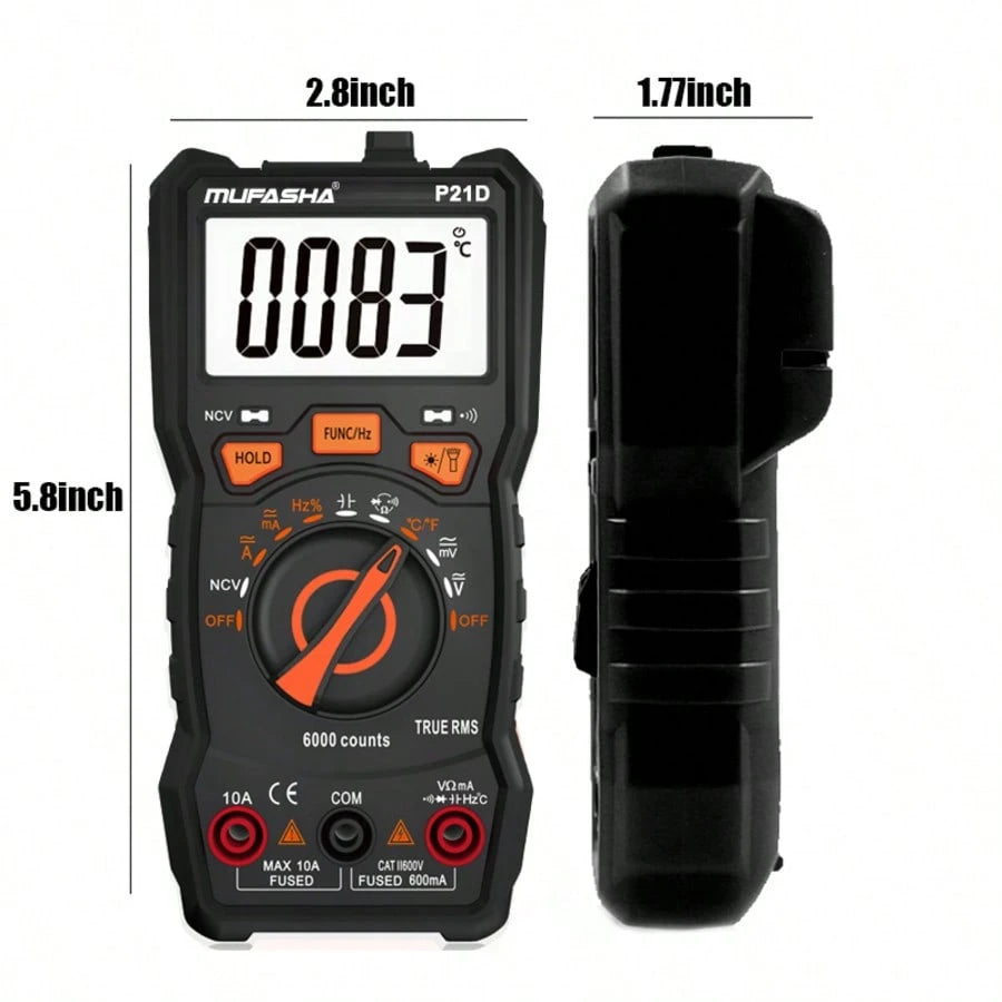 MUFASHA Digital Multimeter 6000 Counts NCV Intelligent High-Precision Multimeter P21D