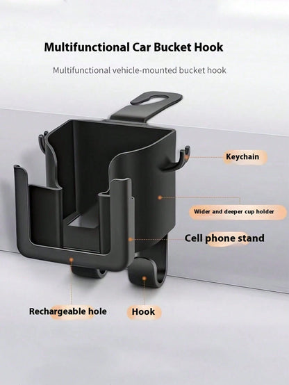 Multi Functional Car Seat Backrest Storage Rack With Cup Holder, Phone Holder And Hook- Suitable For Most Car Models, Can Store Water Bottles, Milk Tea Bags, Garbage Bags And Glasses, Car Storage, Re