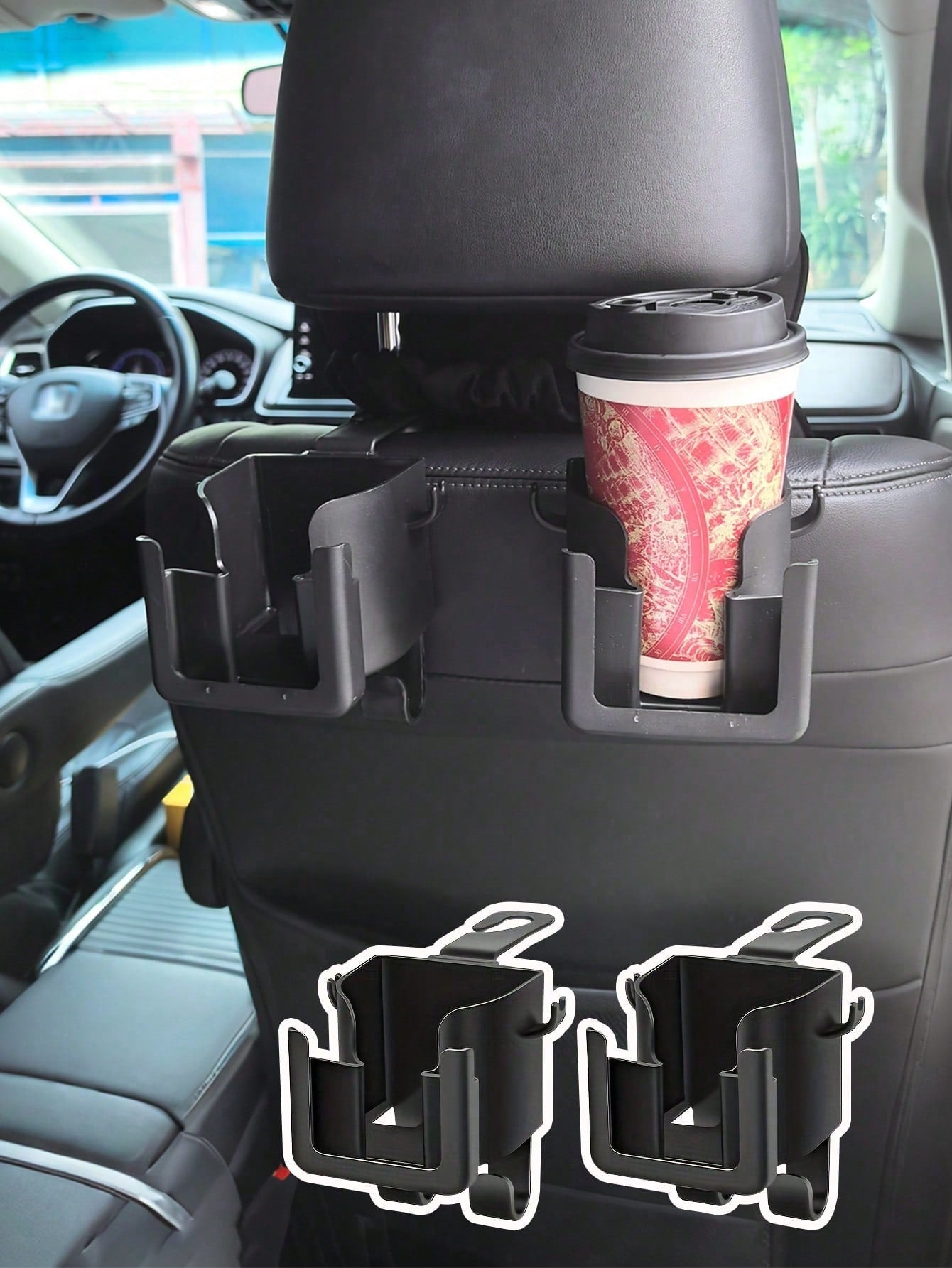 Multi Functional Car Seat Backrest Storage Rack With Cup Holder, Phone Holder And Hook- Suitable For Most Car Models, Can Store Water Bottles, Milk Tea Bags, Garbage Bags And Glasses, Car Storage, Re