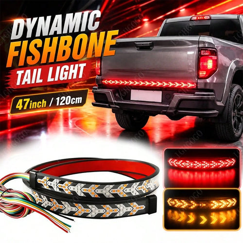 Multi-Functional Turn Signal Light Strip, Herringbone Design, Wide Beam, Battery-Free, 47-Inch/47.24-Inch