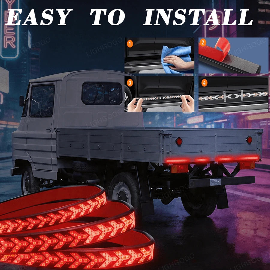 Multi-Functional Turn Signal Light Strip, Herringbone Design, Wide Beam, Battery-Free, 47-Inch/47.24-Inch