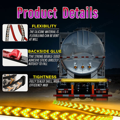 Multi-Functional Turn Signal Light Strip, Herringbone Design, Wide Beam, Battery-Free, 47-Inch/47.24-Inch