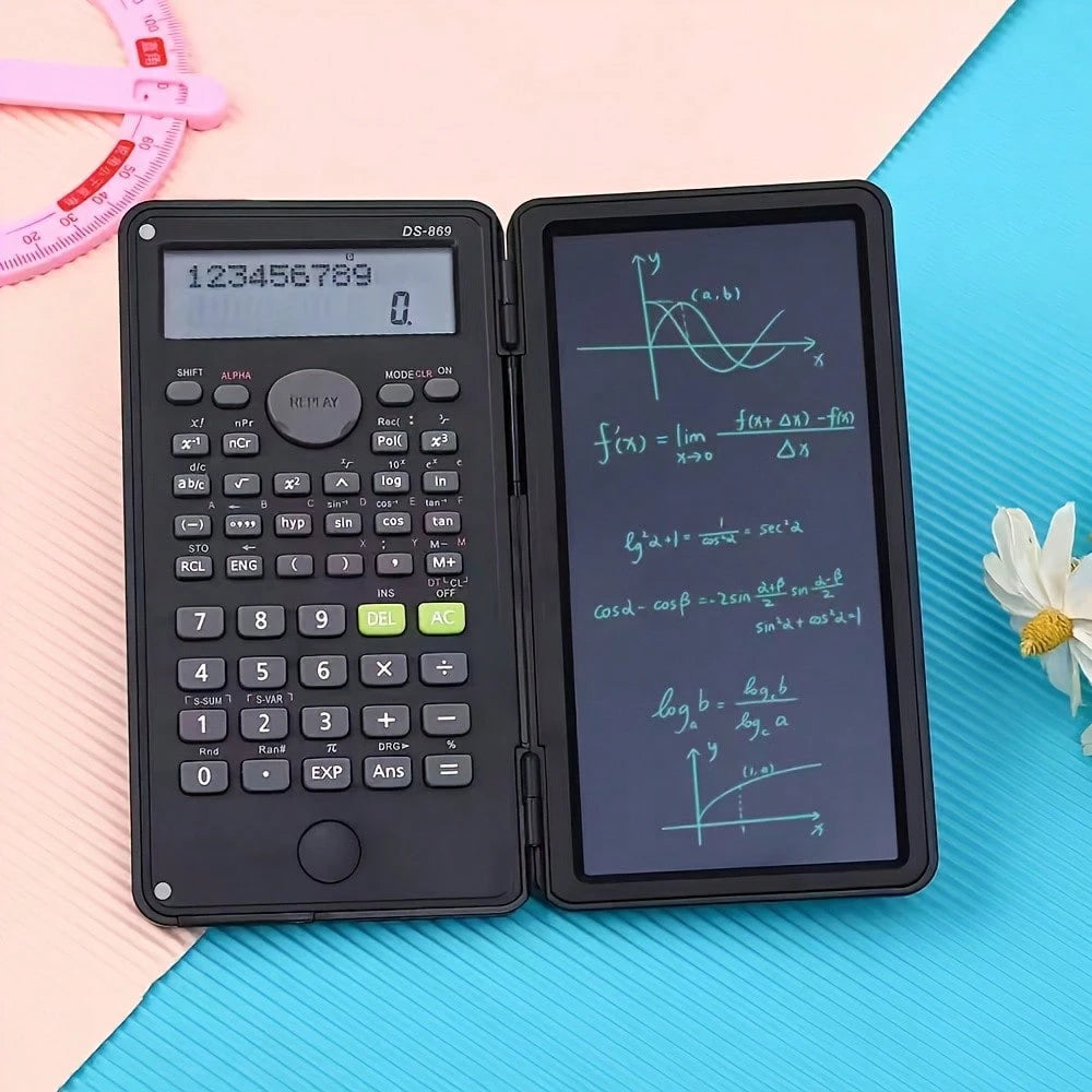[Multicolor Foldable Scientific Calculator] Function Calculation + Built-In Writing Board + Portable Storage, Student Math Computation/ Office Engineering Calculation/ Exam Formula Recording, High-Q
