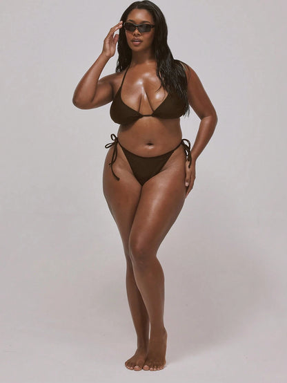MUSERA Plus Size Triangle Bikini Top Swim Vacation Holiday Summer Travel Beachwear Basics Resort Core