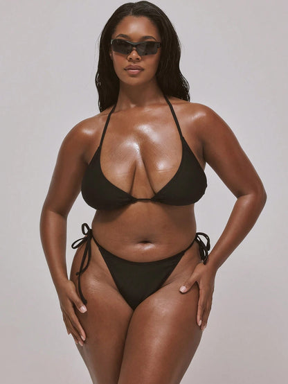 MUSERA Plus Size Triangle Bikini Top Swim Vacation Holiday Summer Travel Beachwear Basics Resort Core