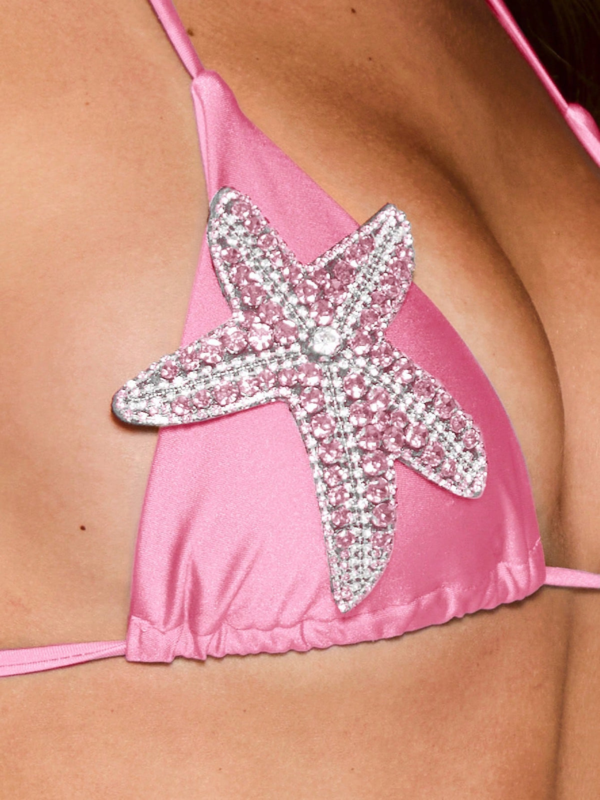 Musera Resort Diamante Starfish Embellished Tie Side Bikini Bottoms Coord Bottoms Only Beach Swim Sexy Cute Going Out Holiday Vacation Summer Pink