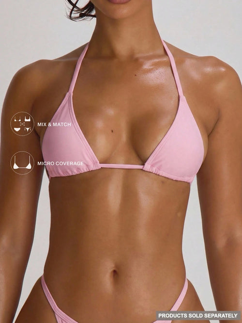 Musera Resort Micro Triangle Halterneck Tie Bikini Top Swim Vacation Holiday Summer Travel Beachwear Basics Solid Colour Swimwear Resort Core
