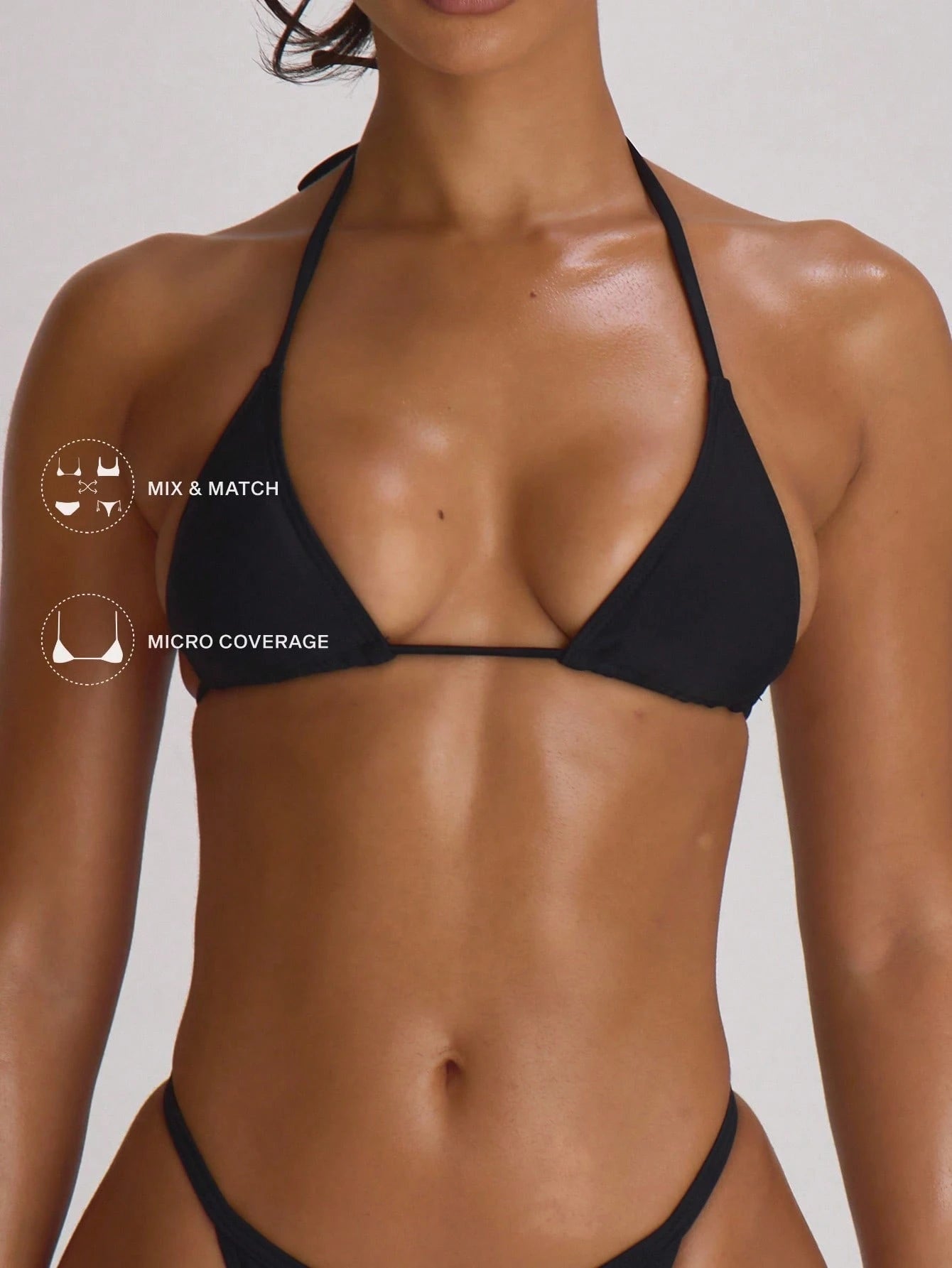Musera Resort Micro Triangle Halterneck Tie Bikini Top Swim Vacation Holiday Summer Travel Beachwear Basics Solid Colour Swimwear Resort Core