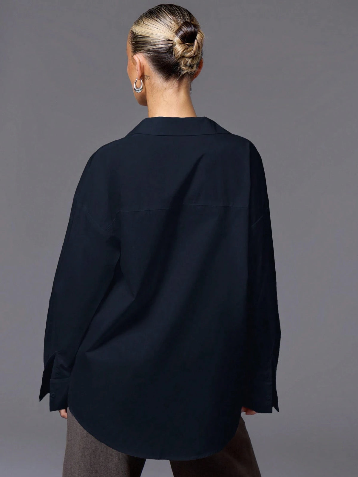 MUSERA Solid Drop Shoulder Button Front Shirt OversizedElegant Spring Summer Office Work Luxury Streetwear