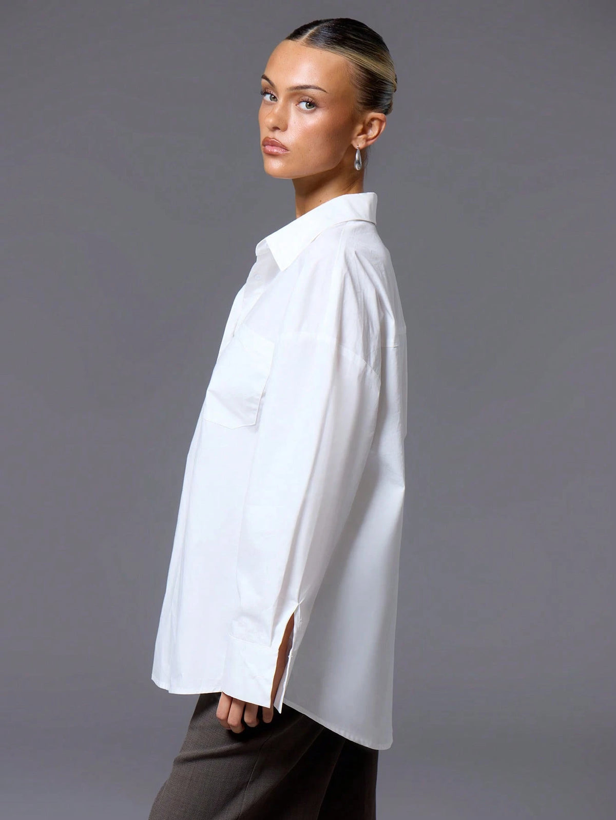 MUSERA Solid Drop Shoulder Button Front Shirt OversizedElegant Spring Summer Office Work Luxury Streetwear