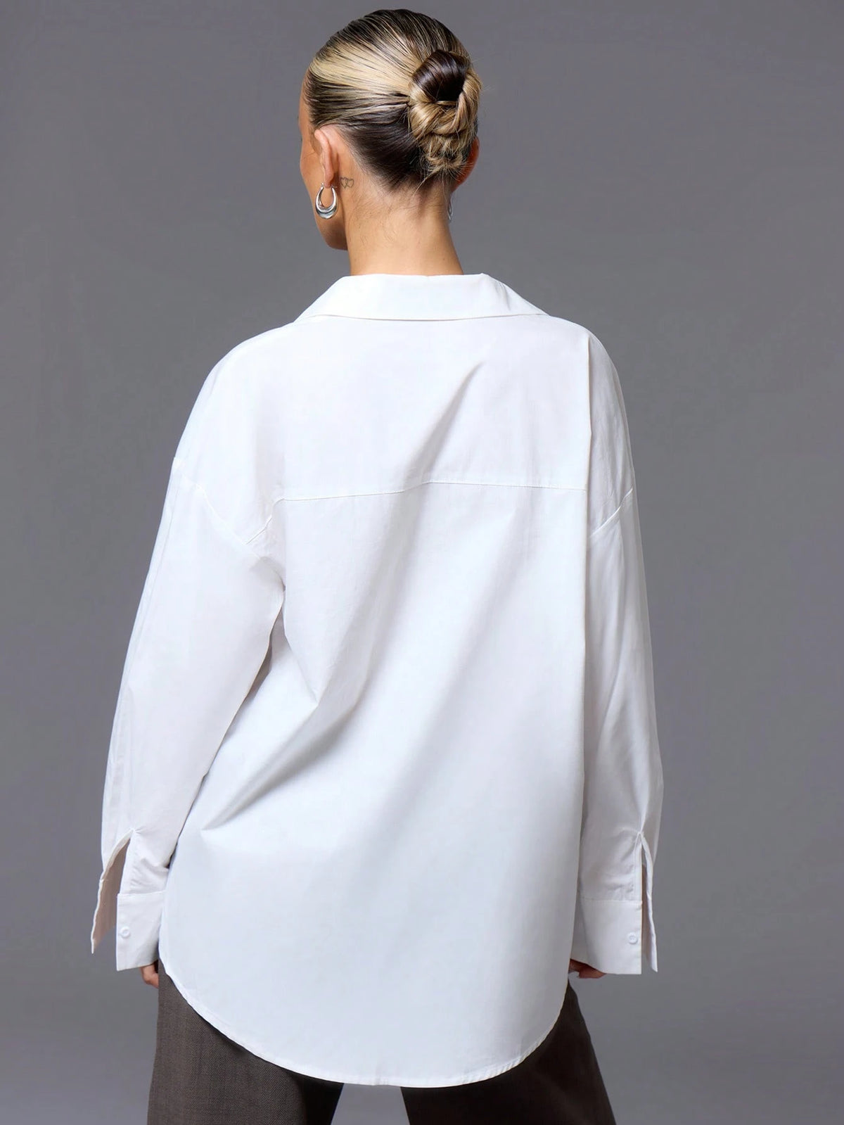 MUSERA Solid Drop Shoulder Button Front Shirt OversizedElegant Spring Summer Office Work Luxury Streetwear