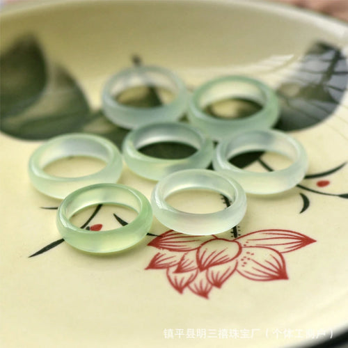 Natural Agate Ring, Jadeite Chalcedony Ring, Pair Of Rings, Jade Jewelry