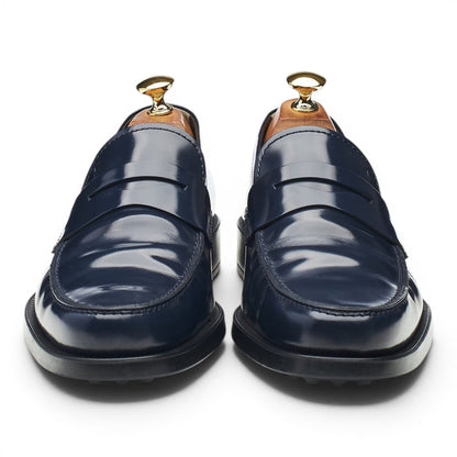 Navy Blue Leather Loafers UK 6.5