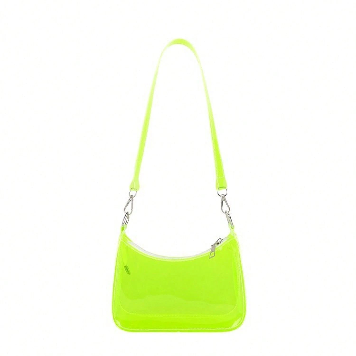 Neon Transparent PVC Baguette Underarm Bag, Detachable Adjustable Strap Y2K Shoulder Purse, Multi Bright Color Hobo Handbag Beach & Fes