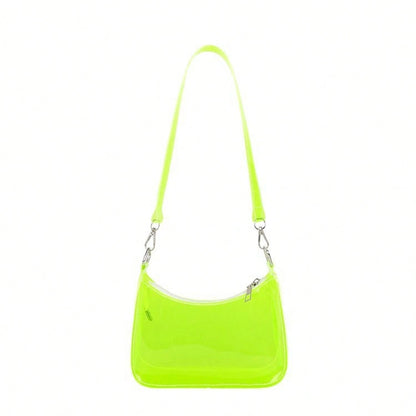 Neon Transparent PVC Baguette Underarm Bag, Detachable Adjustable Strap Y2K Shoulder Purse, Multi Bright Color Hobo Handbag Beach & Fes