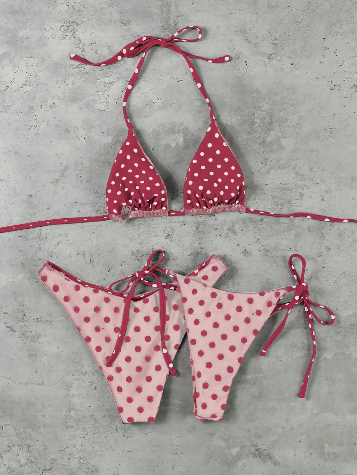 New Arrival Spring/Summer European And American Fashion Sexy Casual Elegant Polka Dot Print 3-Piece Women Beach Holiday Date Party Bikini Swimwear Vacation