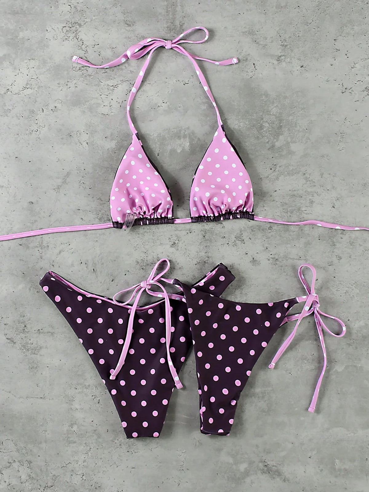New Arrival Spring/Summer European And American Fashion Sexy Casual Elegant Polka Dot Print 3-Piece Women Beach Holiday Date Party Bikini Swimwear Vacation