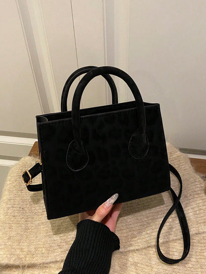New Autumn/Winter Fashion Suede Elegant Handbag, Classic Versatile Leopard Print Mini Crossbody Bag, Suitable For Shopping, Wallet, Young Women, College Students, Newlyweds, Office Ladies. Ideal For O