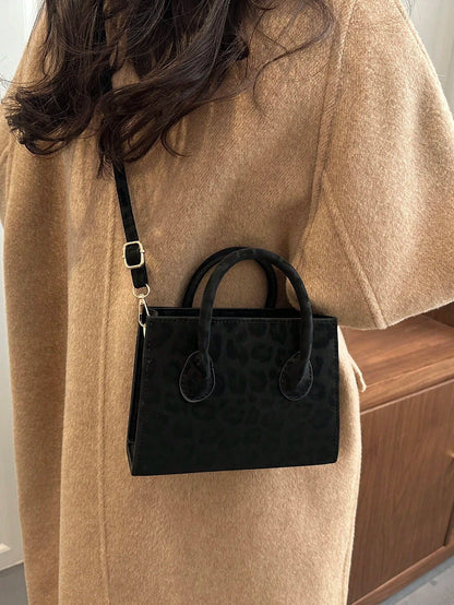 New Autumn/Winter Fashion Suede Elegant Handbag, Classic Versatile Leopard Print Mini Crossbody Bag, Suitable For Shopping, Wallet, Young Women, College Students, Newlyweds, Office Ladies. Ideal For O