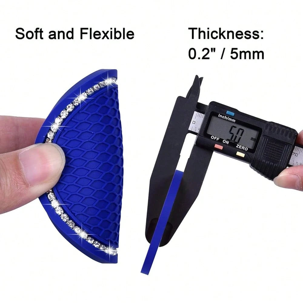 NEW- Bling Car Coasters, 4 Pack PVC Car Cup Holder Insert Coaster- Anti Slip Universal Vehicle Interior Accessories Crystal Glitter Cup Mats For Women And Men (2.75" Diameter, Blue)