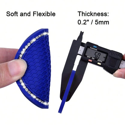 NEW- Bling Car Coasters, 4 Pack PVC Car Cup Holder Insert Coaster- Anti Slip Universal Vehicle Interior Accessories Crystal Glitter Cup Mats For Women And Men (2.75" Diameter, Blue)
