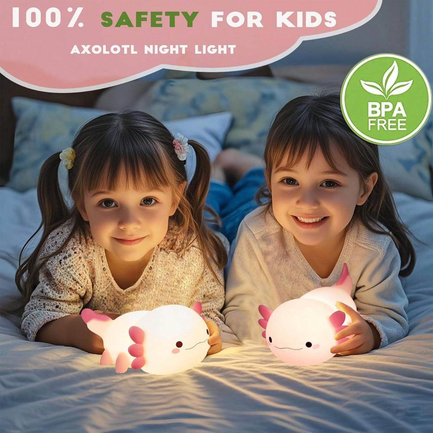 New Born Baby Night Light Axolotl Night Light For Kids, Room Decor, Cute Axolotl Lamp Gifts Rechargeable Light Table Lamp LED Animal Cute Room Decor