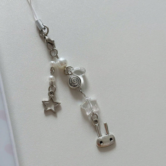New Design Y2K Style Cute Rabbit Ears Star Chain Phone Pendant Handmade Beaded Bag Charm Phone Strap Phone Lanyard Phone Accessory Gifts For Mother, Family, Friends, Birthday, Holiday Phone Charm, Pho