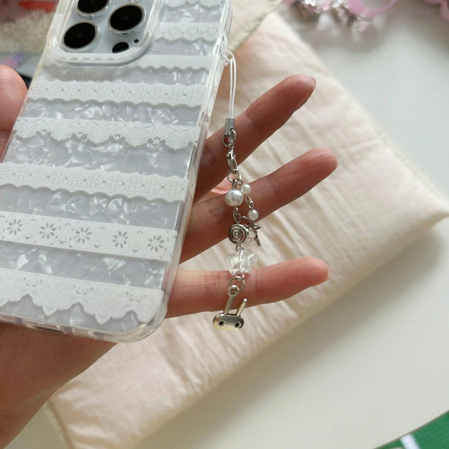 New Design Y2K Style Cute Rabbit Ears Star Chain Phone Pendant Handmade Beaded Bag Charm Phone Strap Phone Lanyard Phone Accessory Gifts For Mother, Family, Friends, Birthday, Holiday Phone Charm, Pho