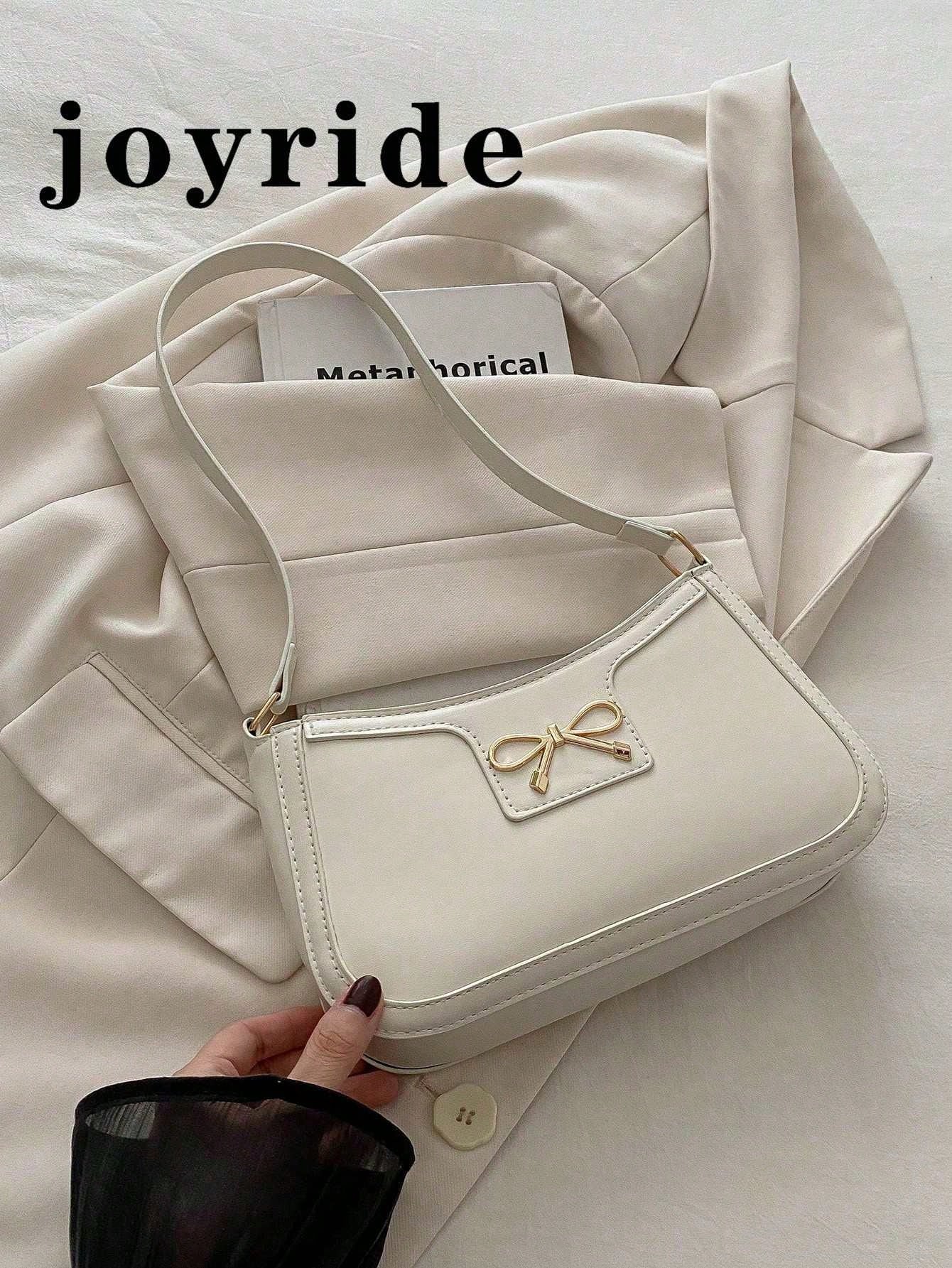 New Fashion Casual Shoulder Women's PU Solid Black, Khaki, Cafe Color Bowknot Metal Hardware Underarm Zip Cosmetic Pouch, Fashionable Bow Purse For Women