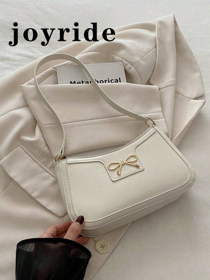 New Fashion Casual Shoulder Women's PU Solid Black, Khaki, Cafe Color Bowknot Metal Hardware Underarm Zip Cosmetic Pouch, Fashionable Bow Purse For Women