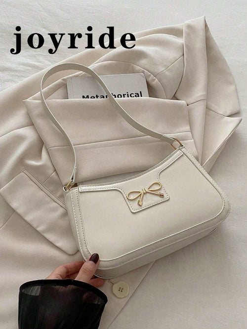 New Fashion Casual Shoulder Women's PU Solid Black, Khaki, Cafe Color Bowknot Metal Hardware Underarm Zip Cosmetic Pouch, Fashionable Bow Purse For Women