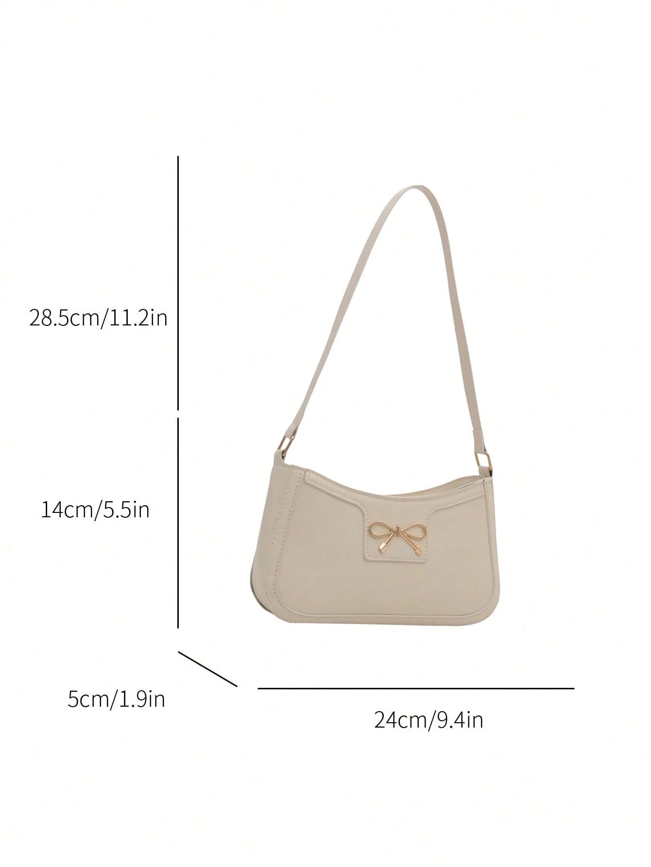 New Fashion Casual Shoulder Women's PU Solid Black, Khaki, Cafe Color Bowknot Metal Hardware Underarm Zip Cosmetic Pouch, Fashionable Bow Purse For Women