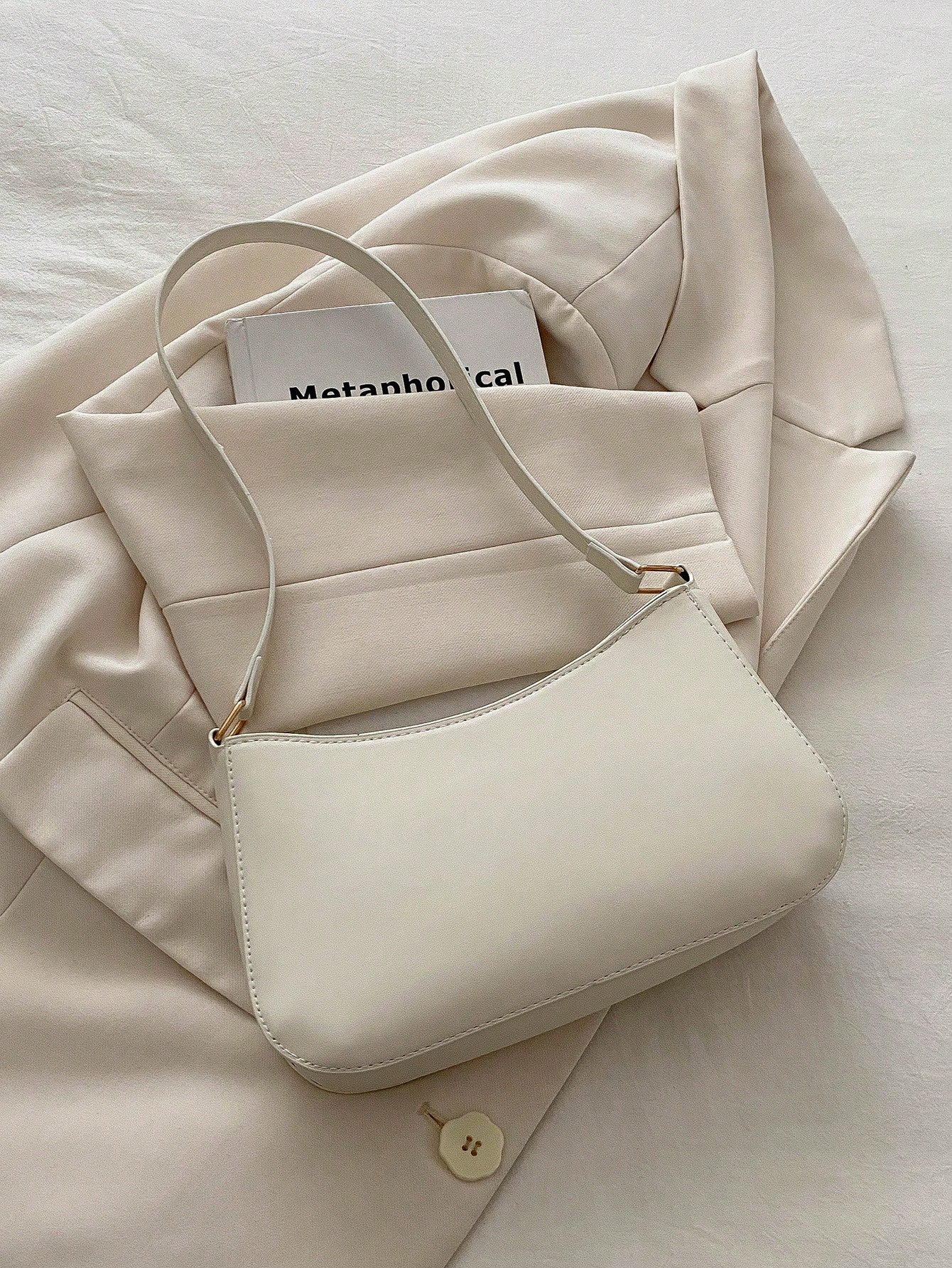 New Fashion Casual Shoulder Women's PU Solid Black, Khaki, Cafe Color Bowknot Metal Hardware Underarm Zip Cosmetic Pouch, Fashionable Bow Purse For Women