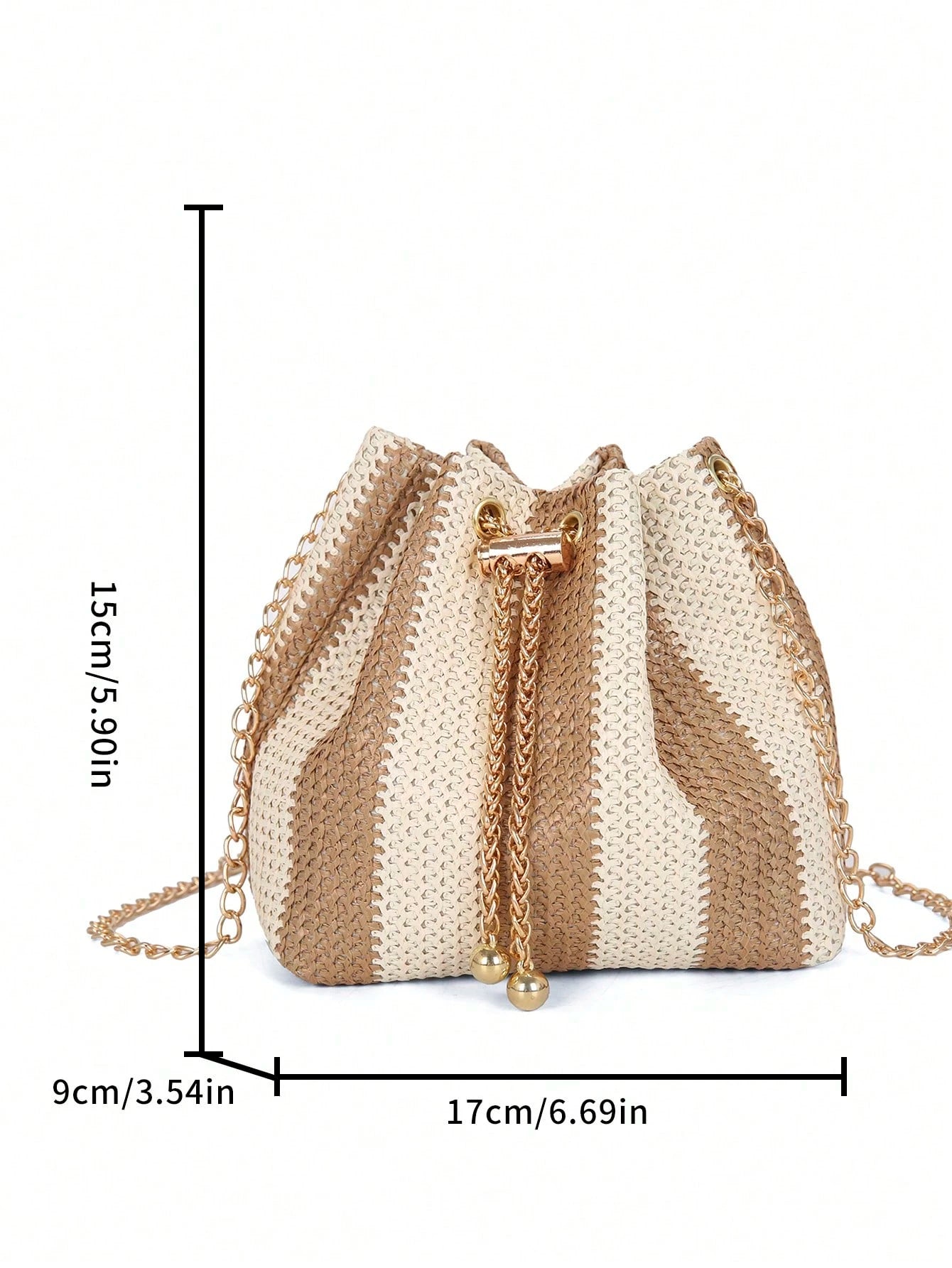 New Fashion Straw Crossbody Bag With Metal Chain, Women Lightweight Minimalist Chic Metal Lock Clasp Straw Shoulder Bag, Perfect For Beach Vacation, Travel, Shopping, And Vacation Essentials, Eye-Catc
